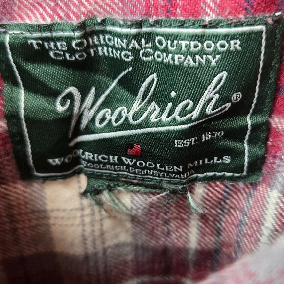 Woolrich Plaid Flannel Shirt Men's Work Style Patch Pocket Country Outdoor M - Picture 4 of 4